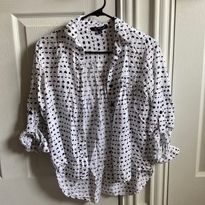 Velvet Heart White Patterned Blouse Polka Dot Geometric XS